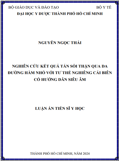 Nghiên cứu kết quả tán sỏi thận qua da đường hầm nhỏ với tư thế nghiêng cải biên có hướng dẫn siêu âm | Ebook y khoa đột phá