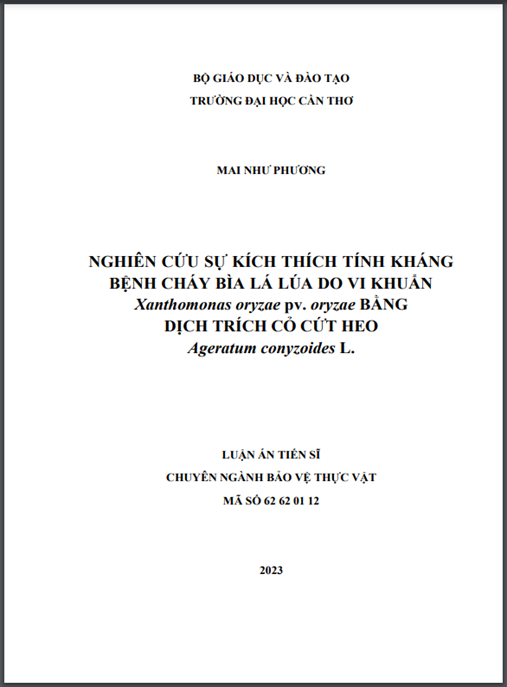 Nghiên cứu sự kích thích tính kháng bệnh cháy bìa lá lúa do vi khuẩn Xanthomonas oryzae pv. oryzae bằng dịch trích cỏ cứt heo Ageratum conyzoides L. – Tài liệu khoa học PDF