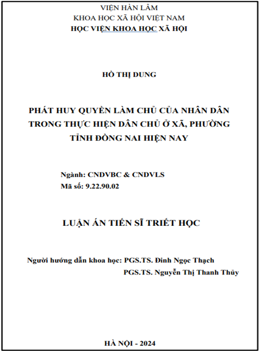 Phát Huy Quyền Làm Chủ Của Nhân Dân Trong Thực Hiện Dân Chủ Ở Xã Phường Tỉnh Đồng Nai Hiện Nay | Ebook Dân Chủ Cơ Sở