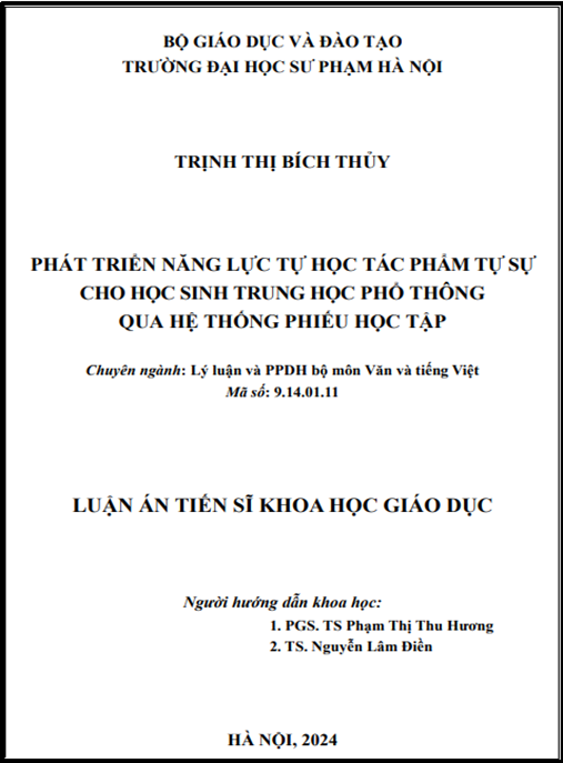 Phát triển năng lực tự học tác phẩm tự sự cho học sinh Trung học phổ thông qua hệ thống phiếu học tập – Ebook giáo dục đột phá