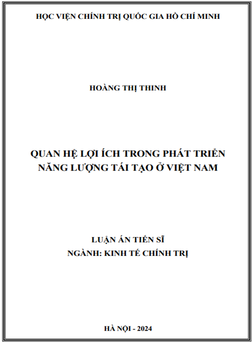 Quan hệ lợi ích trong phát triển năng lượng tái tạo ở Việt Nam – Phân tích chiến lược