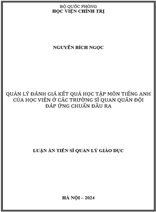 Quản lý đánh giá kết quả học tập môn tiếng Anh của học viên ở các trường sĩ quan Quân đội đáp ứng chuẩn đầu ra – Ebook PDF Chuẩn