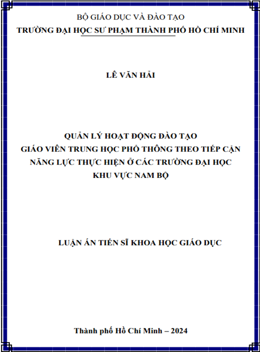 Sách PDF: Quản lý hoạt động đào tạo giáo viên trung học phổ thông theo tiếp cận năng lực thực hiện ở các trường đại học khu vực Nam Bộ
