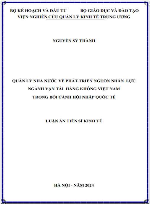 Quản lý nhà nước về phát triển nguồn nhân lực ngành vận tải hàng không Việt Nam trong bối cảnh hội nhập quốc tế – Nghiên cứu chuyên sâu