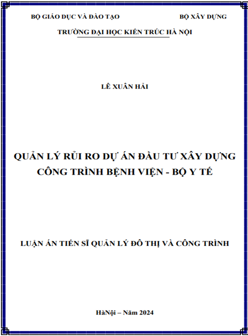 Hướng dẫn Quản lý rủi ro dự án đầu tư xây dựng bệnh viện – Bộ Y tế