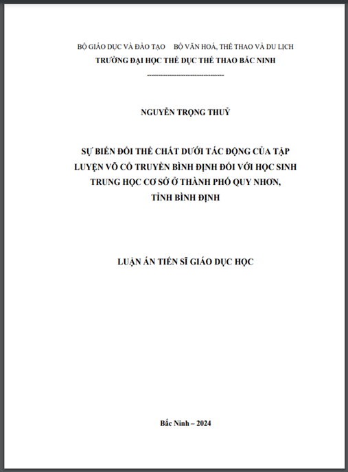 Sự biến đổi thể chất dưới tác động của tập luyện Võ cổ truyền Bình Định đối với học sinh trung học cơ sở ở thành phố Quy Nhơn, tỉnh Bình Định – Nghiên cứu đột phá