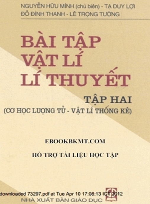 Tải Ngay: Bài Tập Vật Lý Lý Thuyết Tập 2 – Cơ Học Lượng Tử – Vật Lý Thống Kê