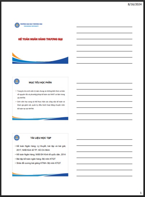 Bài giảng Kế toán ngân hàng thương mại – Hướng dẫn thực tiễn chuyên sâu