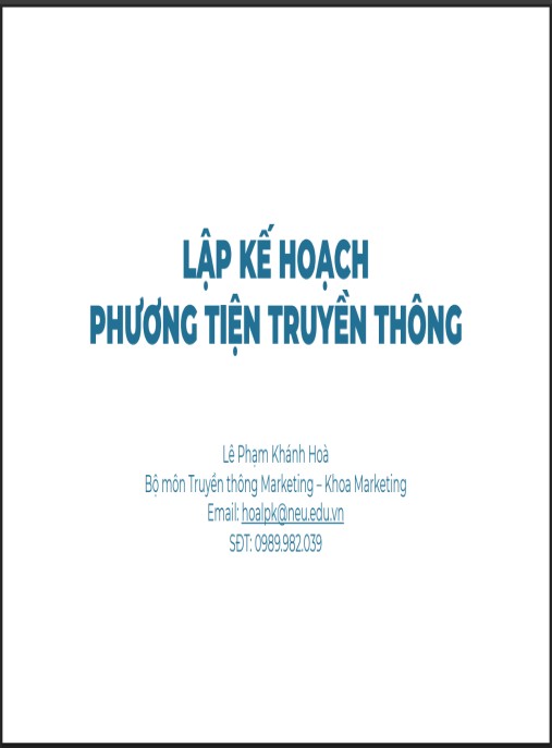 Bài giảng Lập kế hoạch phương tiện truyền thông – Bí quyết chiến lược marketing đỉnh cao