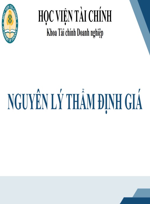 Bài giảng Nguyên lý thẩm định – Hướng dẫn chuyên sâu thực tiễn