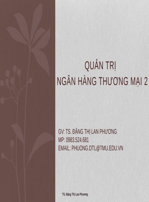 Bài giảng Quản trị ngân hàng thương mại 2 – Ebook chuyên sâu thực tiễn