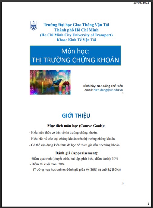 Bài giảng Thị trường chứng khoán – Hướng dẫn đầu tư toàn diện