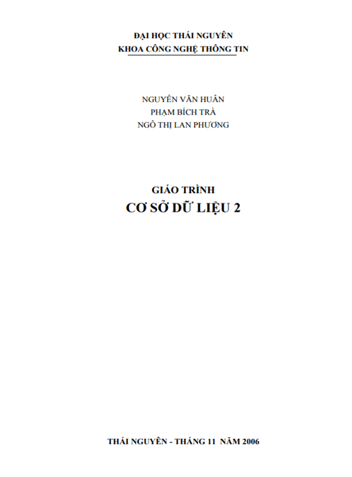 Giáo Trình Cơ Sở Dữ Liệu Tập 2 – Bí Quyết Làm Chủ SQL & Thiết Kế CSDL