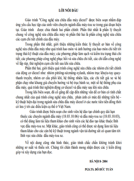 Giáo Trình Công Nghệ Sửa Chữa Đầu Máy Diezel – Bí Quyết Thành Kỹ Thuật Viên Chuyên Nghiệp