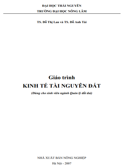Giáo Trình Kinh Tế Tài Nguyên Đất – Hướng Dẫn Toàn Diện Quản Lý Bền Vững