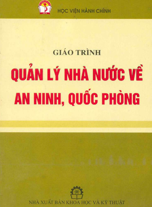 Giáo Trình Quản Lý Nhà Nước Về An Ninh Quốc Phòng – Tài Liệu Chuyên Sâu
