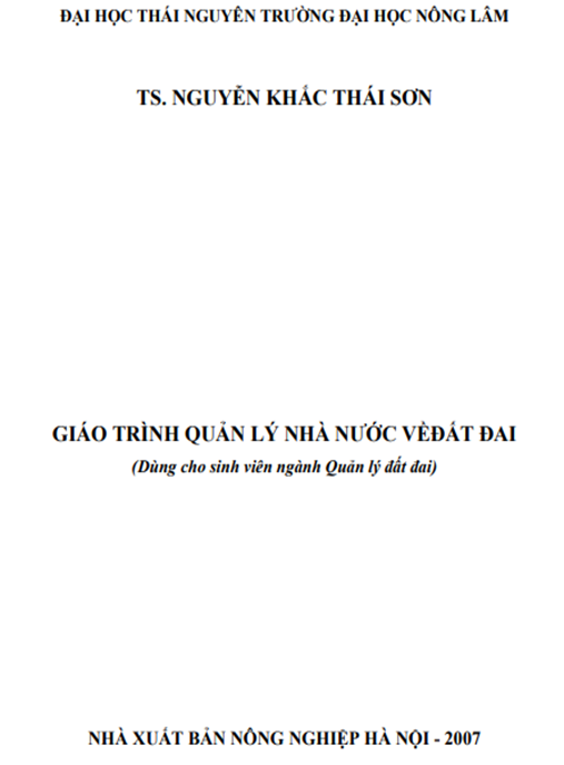 Giáo Trình Quản Lý Nhà Nước Về Đất Đai – Hướng Dẫn Chuyên Sâu Cập Nhật