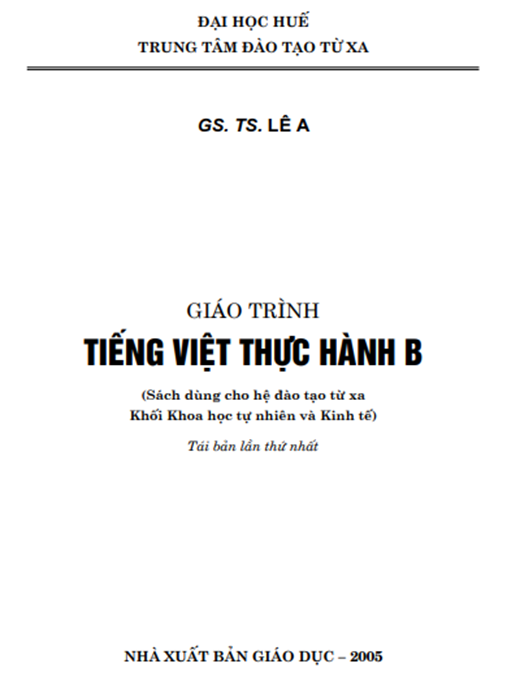 Giáo Trình Tiếng Việt Thực Hành B – Nâng Cao Kỹ Năng Giao Tiếp Chuyên Sâu