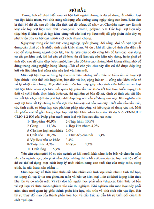 Giáo Trình Vật Liệu Kỹ Thuật – Nền Tảng Cấu Tạo Kim Loại Và Hợp Kim