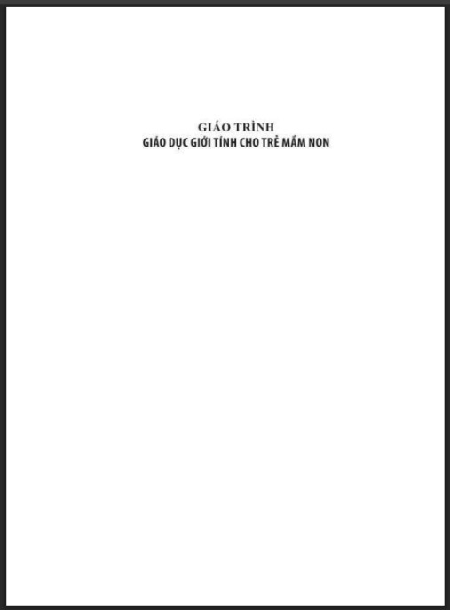 Giáo trình Giáo dục giới tính cho trẻ mầm non – Phần 2: Hướng dẫn toàn diện
