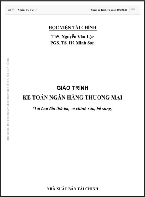 Giáo trình Kế toán ngân hàng thương mại – Phần 1: Hướng dẫn toàn diện thiết yếu