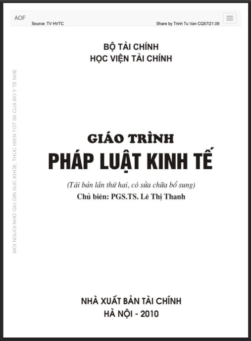 Giáo trình Pháp luật kinh tế – Phần 2: Chuyên sâu phá sản, tranh chấp & tài chính