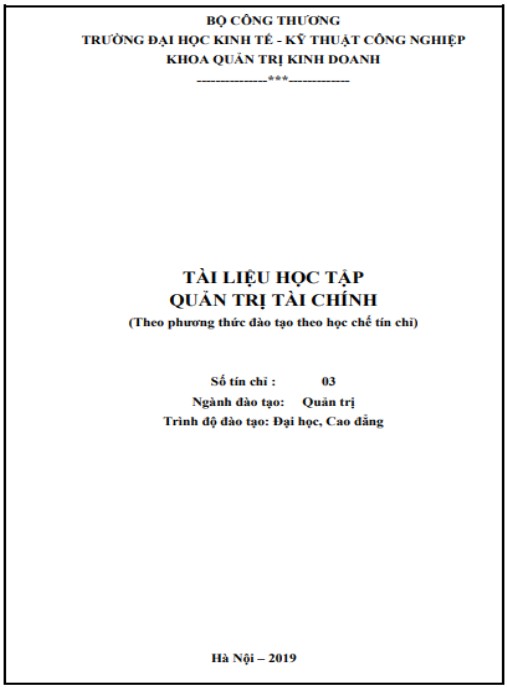 Tài liệu học tập Quản trị tài chính – Bí quyết tối ưu hóa doanh nghiệp