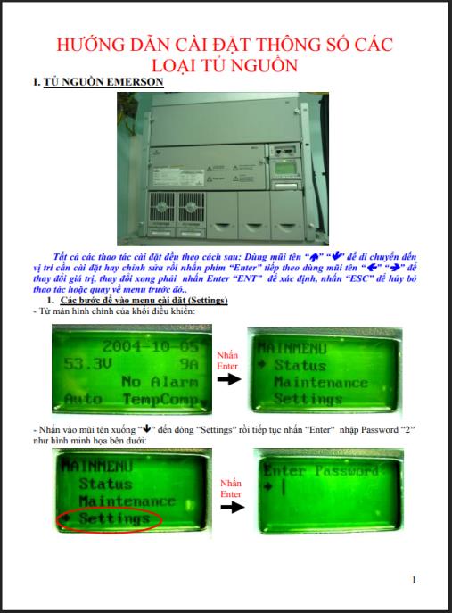 Tài liệu Hướng dẫn cài đặt thông số các loại tủ nguồn – Bí quyết chuyên nghiệp cho kỹ sư