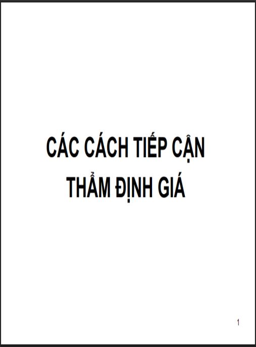Bài giảng Các cách tiếp cận trong thẩm định giá – Hướng dẫn thực tiễn chuyên sâu