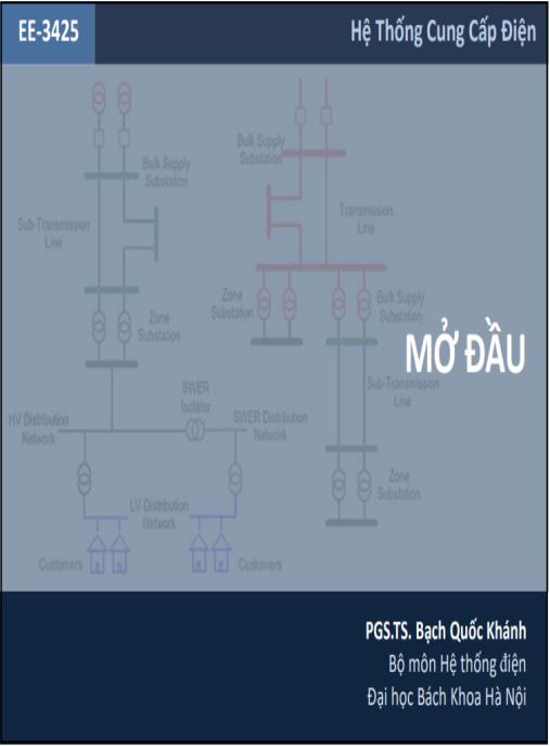 Bài giảng Các hệ thống cung cấp điện – Hướng dẫn toàn diện thiết kế & vận hành