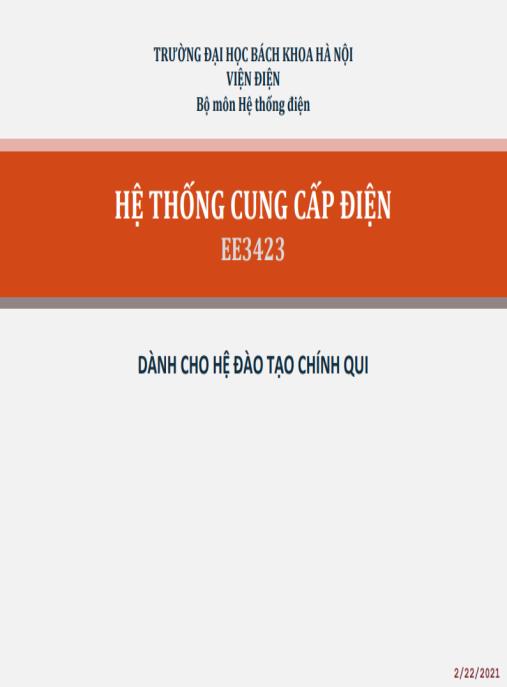 Bài giảng Cung cấp điện – Hướng dẫn toàn diện cho kỹ sư điện