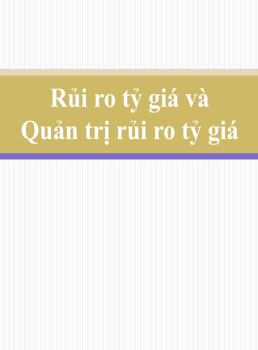 Bài giảng Rủi ro tỷ giá và Quản trị rủi ro tỷ giá – Hướng dẫn chuyên sâu