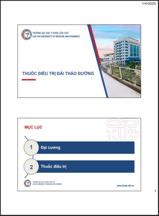 Bài giảng Thuốc điều trị đái tháo đường – Hướng dẫn chuyên sâu cho bác sĩ