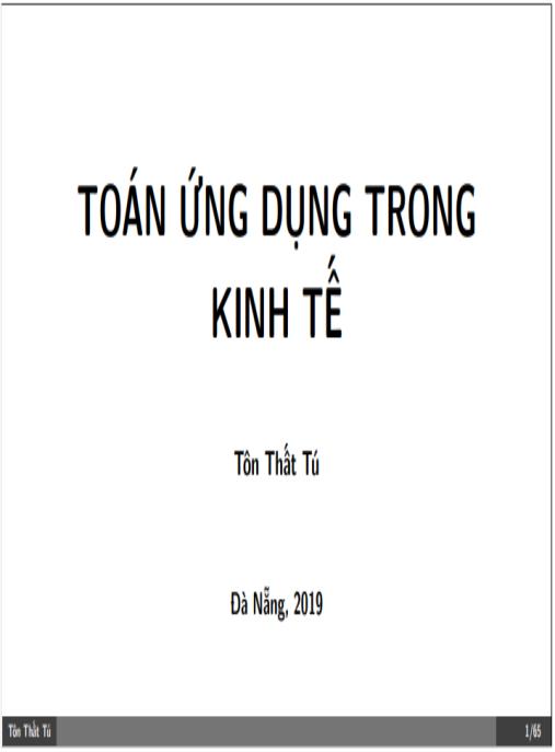 Bài giảng Toán ứng dụng trong kinh tế – Nền tảng vững chắc cho sinh viên kinh tế