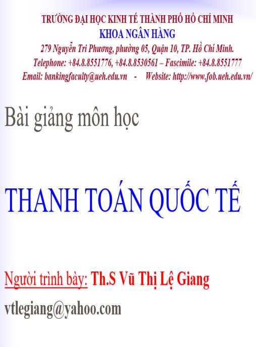 Bài giảng môn học Thanh toán quốc tế – Tài liệu học thuật chuyên sâu