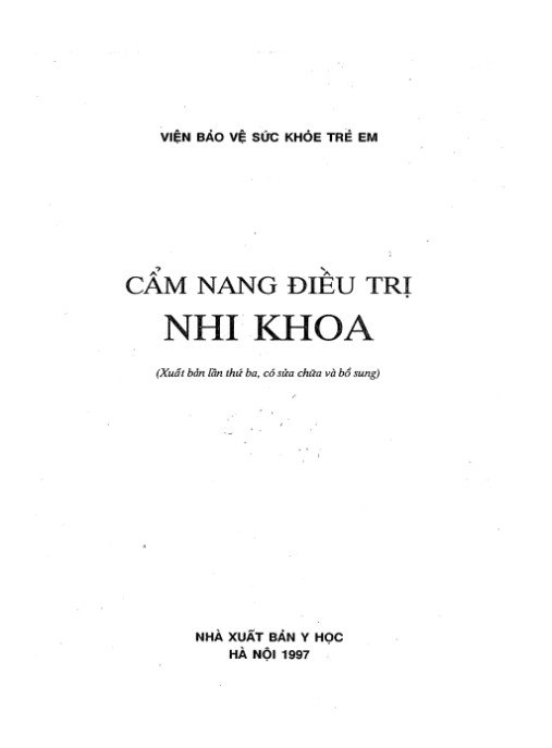 Cẩm Nang Điều Trị Nhi Khoa – Hướng Dẫn Thực Hành Toàn Diện
