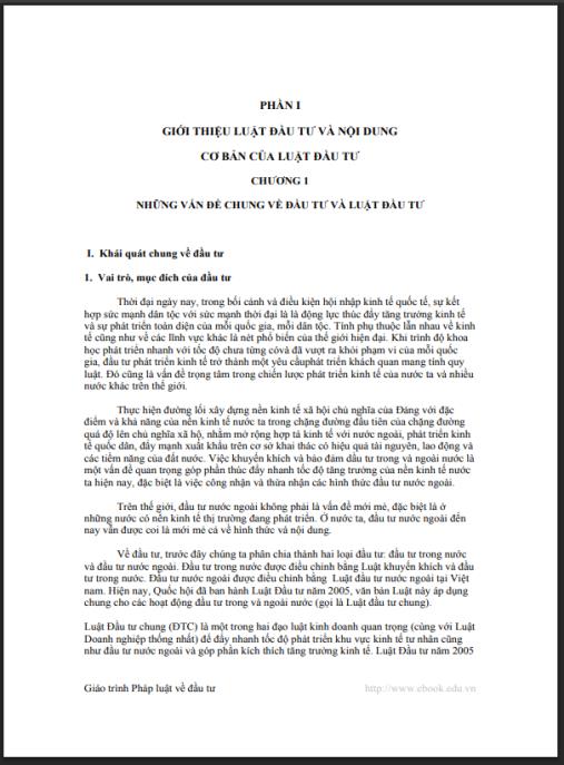 GIÁO TRÌNH LUẬT ĐẦU TƯ – Cẩm nang toàn diện cho nhà đầu tư thông minh