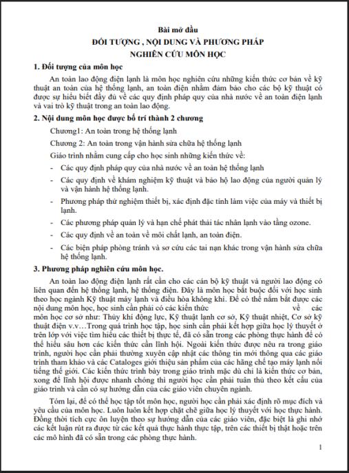 Giáo trình An toàn điện lạnh – Kiến thức thiết yếu cho kỹ sư chuyên nghiệp