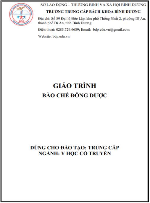Giáo trình Bào chế đông dược – Bí quyết bào chế thuốc Đông y chuyên sâu