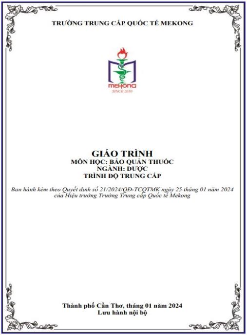 Giáo trình Bảo quản thuốc – Hướng dẫn chuyên sâu ngành Dược Trung cấp