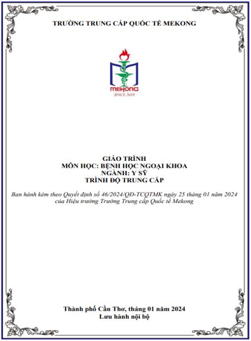 Giáo trình Bệnh học ngoại khoa – Hướng dẫn toàn diện cho Y sĩ Trung cấp