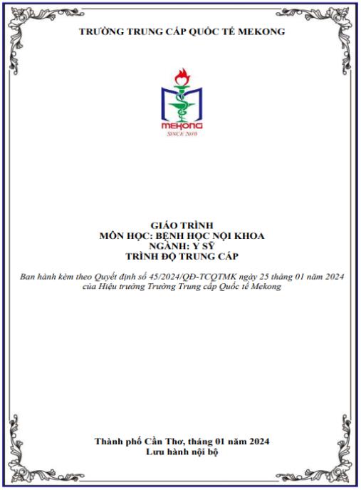 Giáo trình Bệnh học nội khoa – Chuẩn Trung cấp Y sỹ Mekong