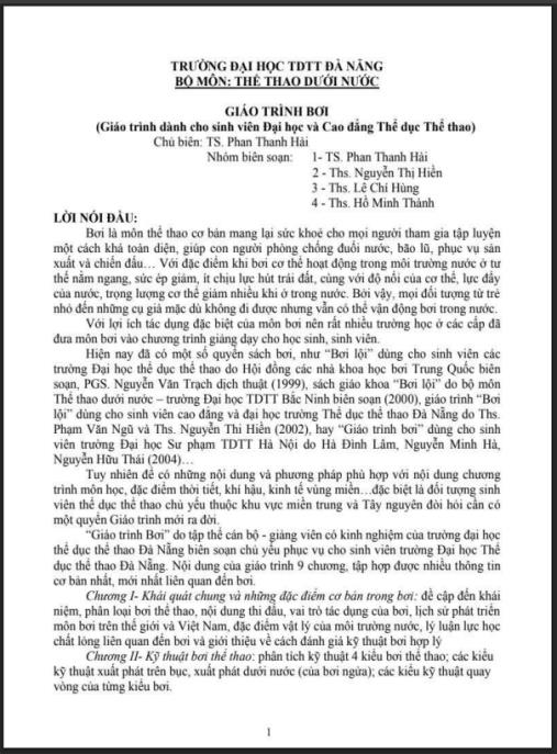 Giáo trình Bơi – Hướng dẫn chuyên sâu kỹ thuật bơi lội TDTT