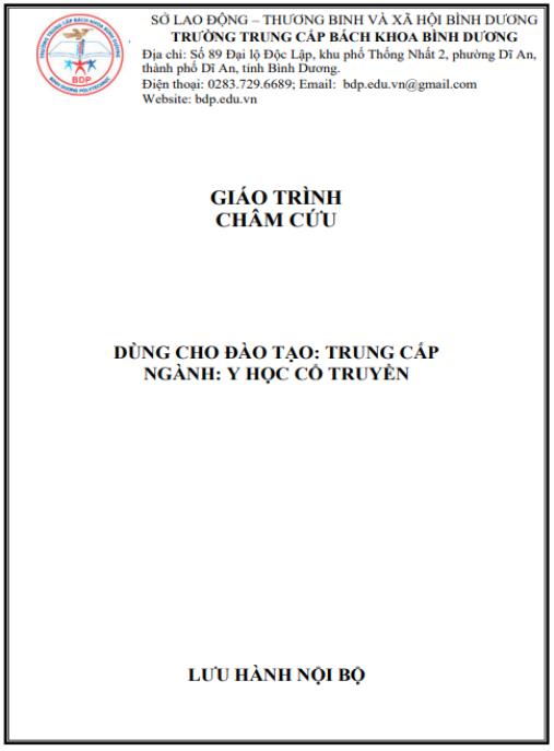 Giáo trình Châm cứu – Hướng dẫn thực hành từ Trường Trung Cấp Bách Khoa Bình Dương