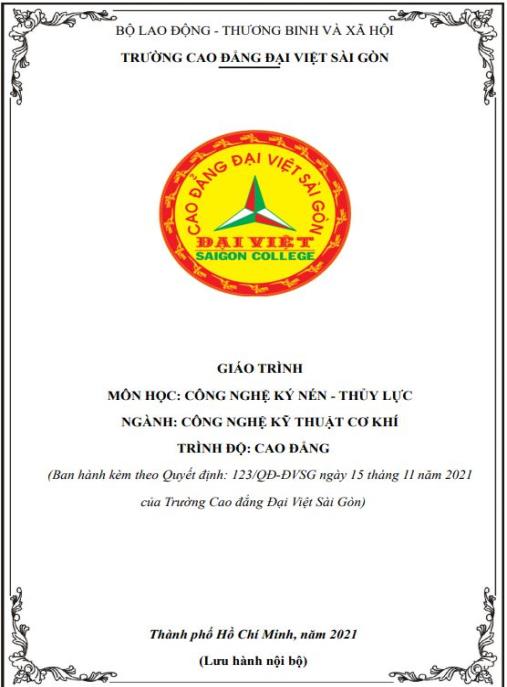 Giáo trình Công nghệ khí nén – thủy lực (Cao đẳng Cơ khí – Tải PDF chất lượng cao)
