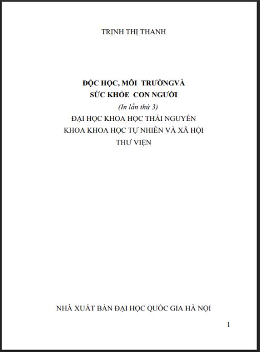 Giáo trình Độc học, môi trường và sức khỏe con người – Tài liệu chuyên sâu thiết yếu