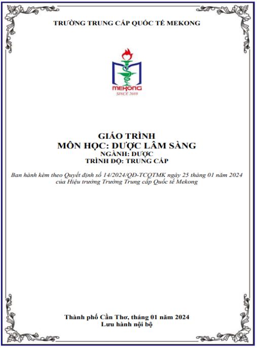 Giáo trình Dược lâm sàng – Tài liệu thiết yếu cho dược sĩ và bác sĩ