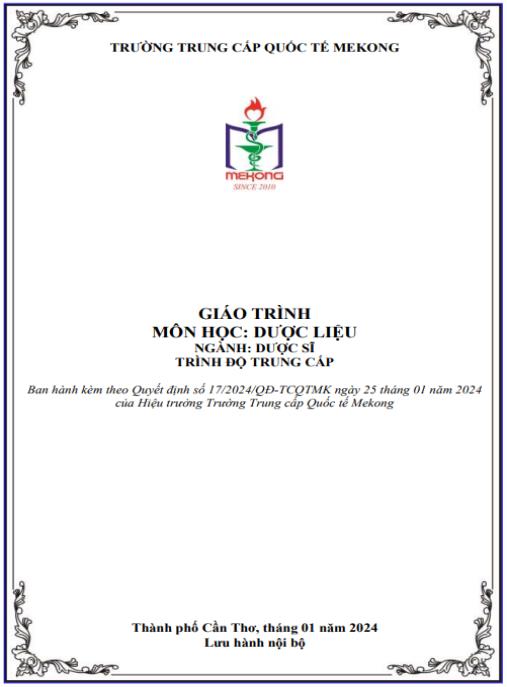 Giáo trình Dược liệu – Chuyên sâu Ngành Dược sĩ Trung cấp Mekong