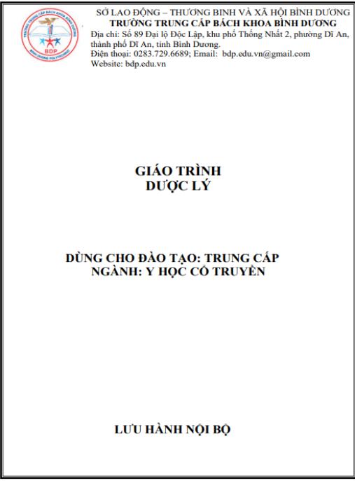 Giáo trình Dược lý