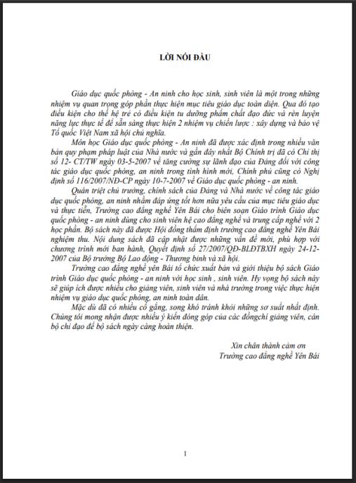 Giáo trình Giáo dục Quốc phòng – An ninh Phần 1: Nền tảng bảo vệ Tổ quốc vững mạnh